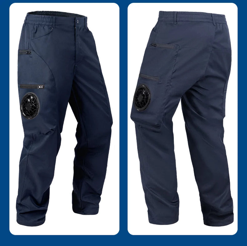 Summer Fan Pants Men Smart Air Conditioning Cooling Cargo Pants Hot Weather Heatstroke Prevention Refrigeration Worker Trousers