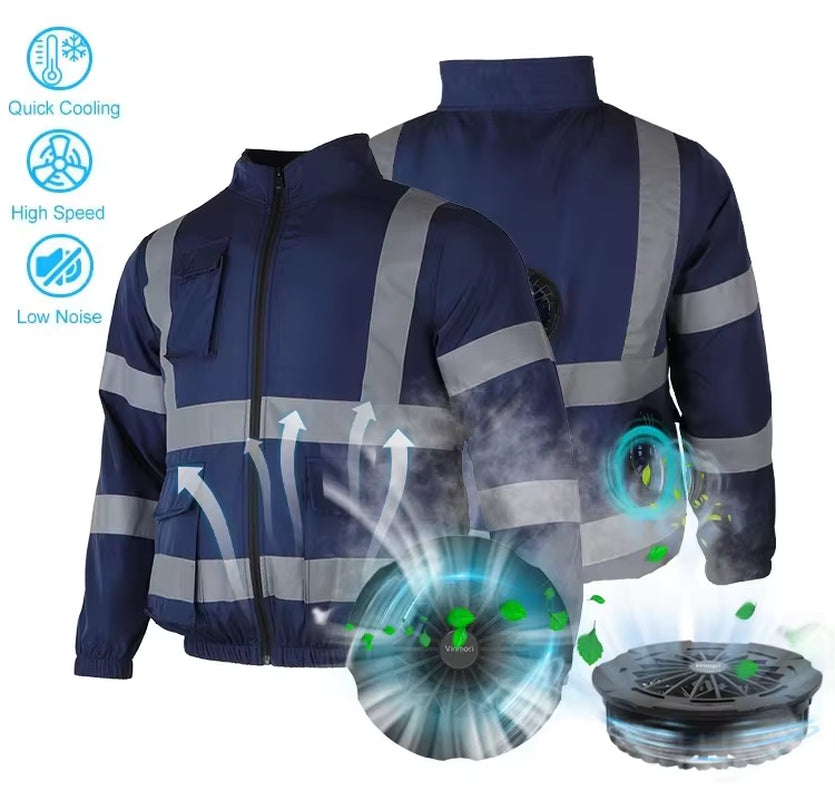 Summer New Air Conditioning Clothing Cooling Jacket Air Conditioned Outdoor Work Hi Vis Clothing with 3 Fans for Men