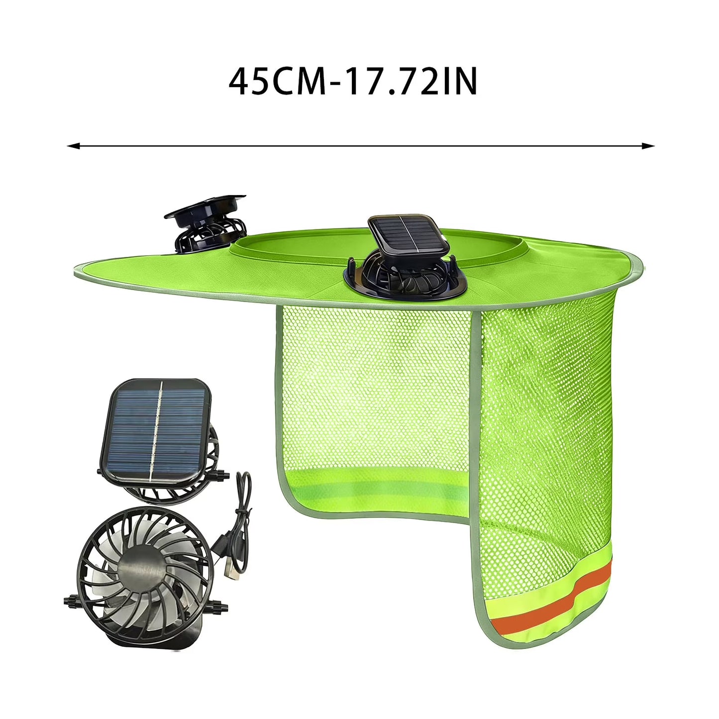 Solar Powered Hard Hat Sun Shade with Dual Fans,Breatha Hard Hat Neck Flap with Solar & USB Charging Fans,Reflective Safety Hard Hat Visor for Construction Workers,Outdoor Work,Gardening