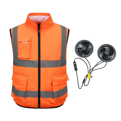 Cooling Vest with Fan Air Conditioned Clothing Sleeveless Cooling Jacket Outdoor Working Reflective Vest Custom Logo