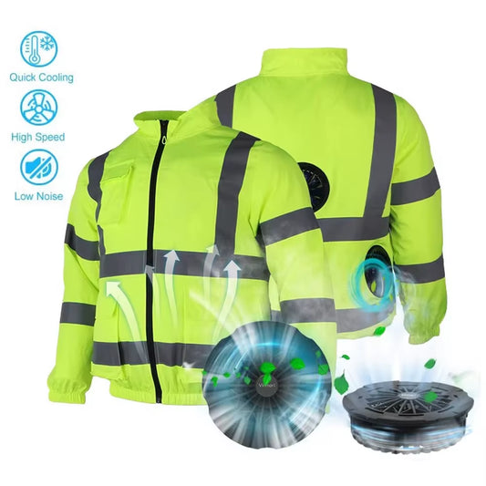 Summer New Air Conditioning Clothing Cooling Jacket Air Conditioned Outdoor Work Hi Vis Clothing with 3 Fans for Men