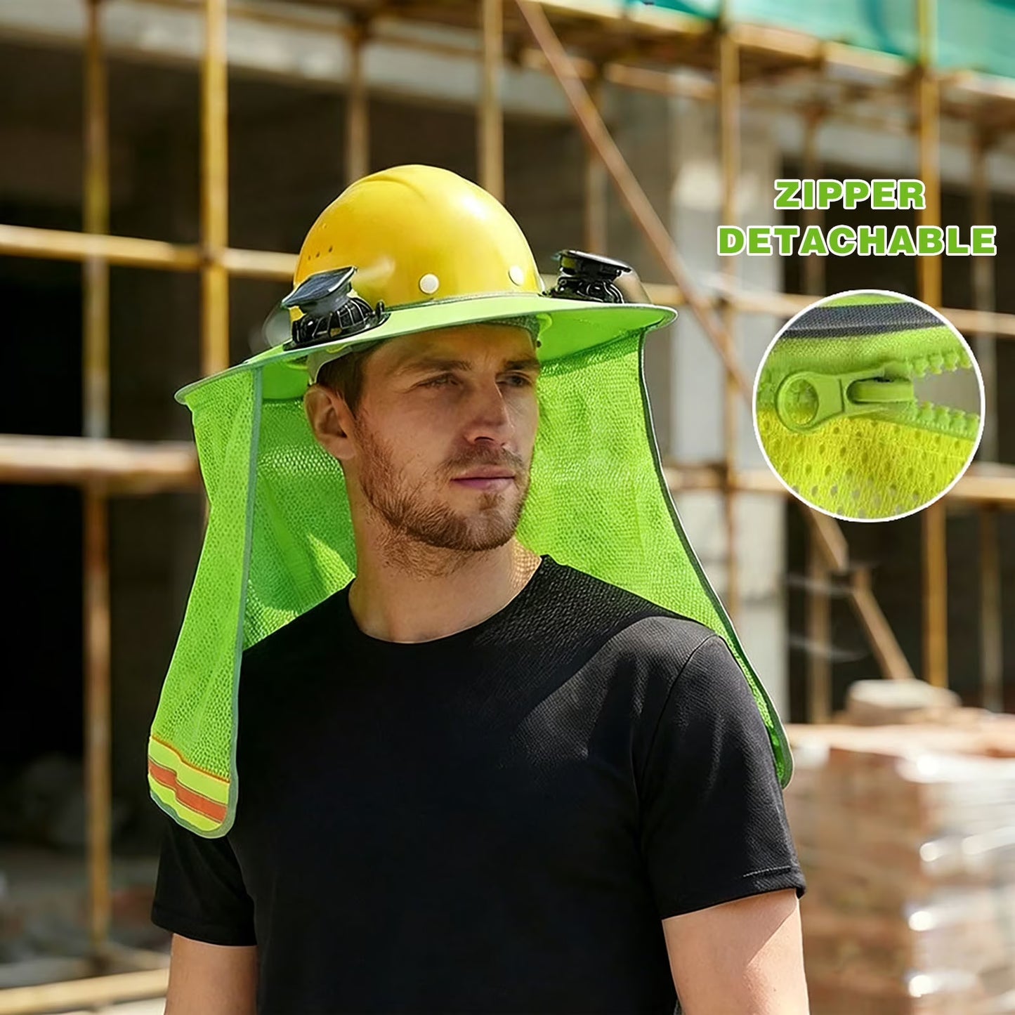 Solar-Powered Safety Helmet with Sun-Protective Breathable Construction, 360° Airflow, Waterproof Design, Easy Installation, Lightweight for Outdoor Work
