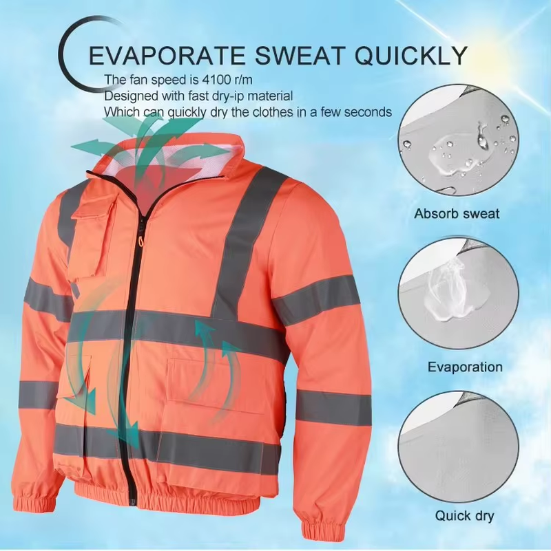 Summer New Air Conditioning Clothing Cooling Jacket Air Conditioned Outdoor Work Hi Vis Clothing with 3 Fans for Men