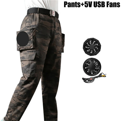Cooling Fan Clothes for Summer - Portable Air Conditioning Pants with USB Fan