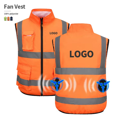Cooling Vest with Fan Air Conditioned Clothing Sleeveless Cooling Jacket Outdoor Working Reflective Vest Custom Logo