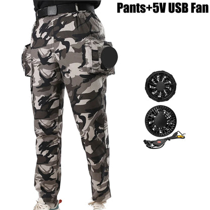 Cooling Fan Clothes for Summer - Portable Air Conditioning Pants with USB Fan