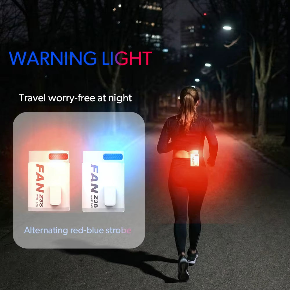 IMYCOO Portable Sport Outdoor Cooling Wearable Waist Clip Fan with Light Rechargeable Body Belt Waist Fan for Clothes Shirt