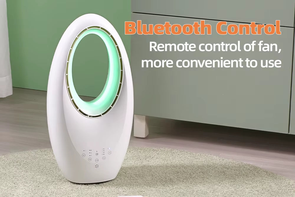 Egg Shape Bladeless Fan with LED Light Digital Touch Remote Control Quiet Electric Fan for Home