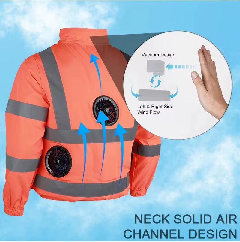 Summer New Air Conditioning Clothing Cooling Jacket Air Conditioned Outdoor Work Hi Vis Clothing with 3 Fans for Men