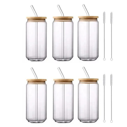 Glass Cup With Lid and Straw