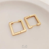 14K Gold Plated Geometric square ear clasp rectangular French ear clip Fashion earrings