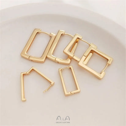 14K Gold Plated Geometric square ear clasp rectangular French ear clip Fashion earrings