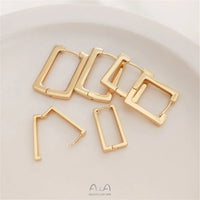 14K Gold Plated Geometric square ear clasp rectangular French ear clip Fashion earrings