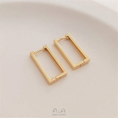 14K Gold Plated Geometric square ear clasp rectangular French ear clip Fashion earrings