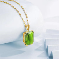 14K Gold Peridot Gemstone Pendant Necklaces For Women Silver 925 Jewelry