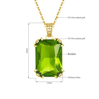 14K Gold Peridot Gemstone Pendant Necklaces For Women Silver 925 Jewelry