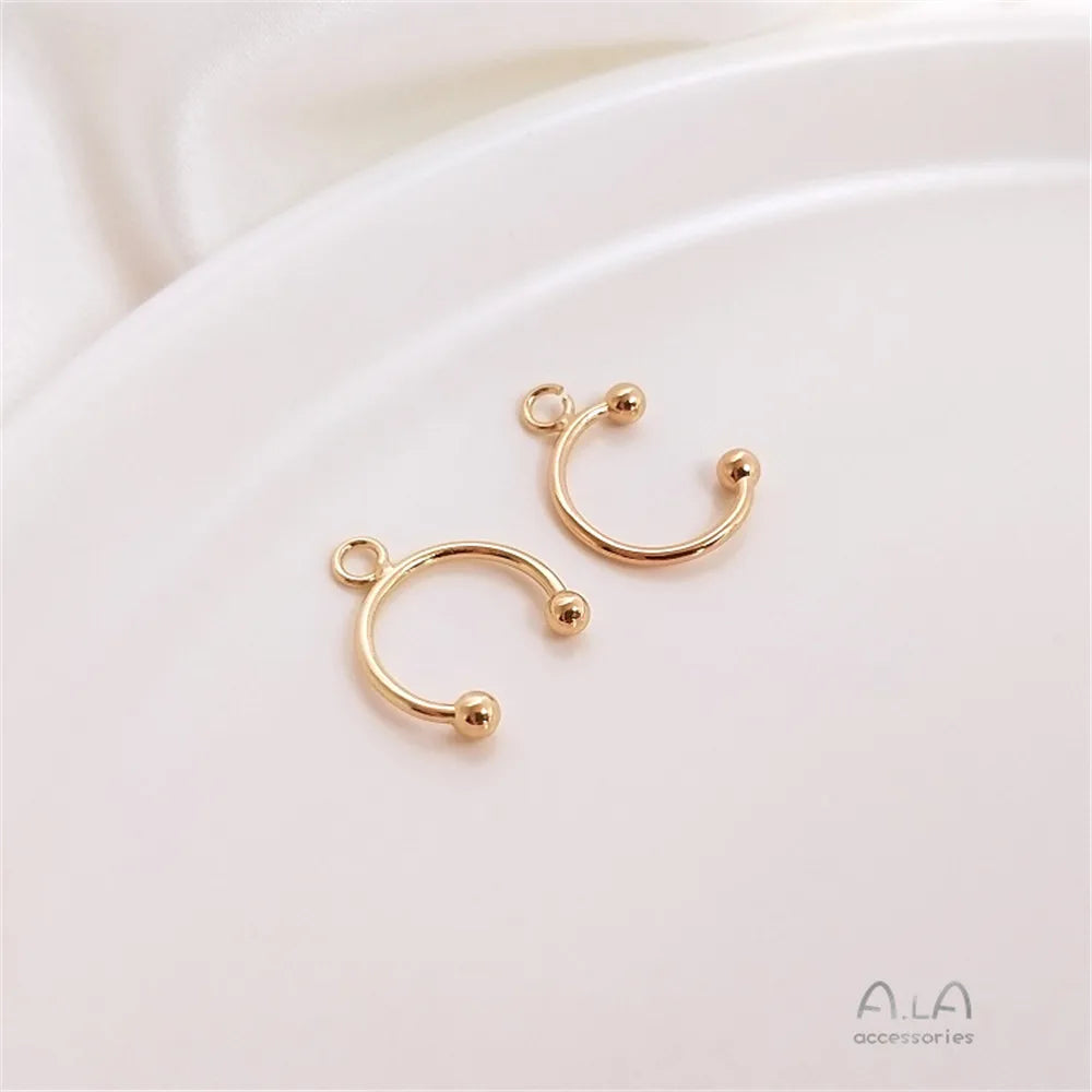 14K Gold Plated Diy earpiece with bead and no hole, U-shaped C-shaped ear clip,