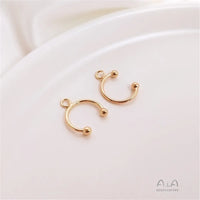 14K Gold Plated Diy earpiece with bead and no hole, U-shaped C-shaped ear clip,