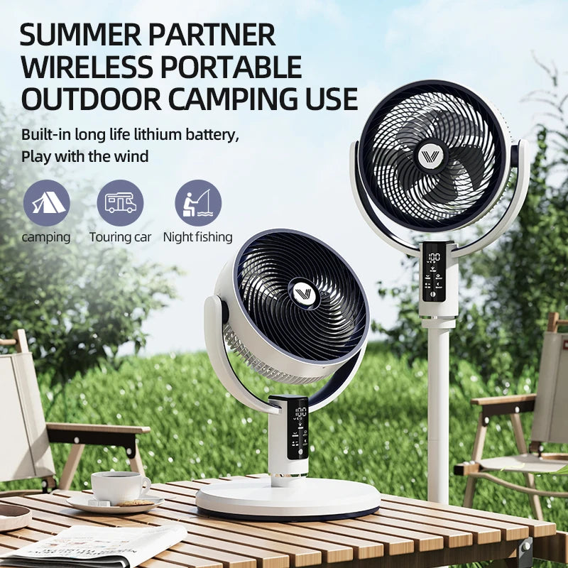 Electric Air Circulation Fan Floor Standing Fan with Night Light Shaking Head Silent Household Vertical Table Fan