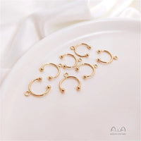 14K Gold Plated Diy earpiece with bead and no hole, U-shaped C-shaped ear clip,