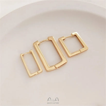 14K Gold Plated Geometric square ear clasp rectangular French ear clip Fashion earrings