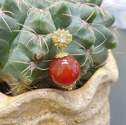 Red Agate Round Bead Pendant