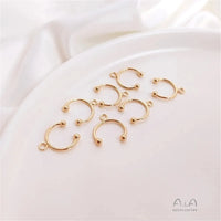 14K Gold Plated Diy earpiece with bead and no hole, U-shaped C-shaped ear clip,