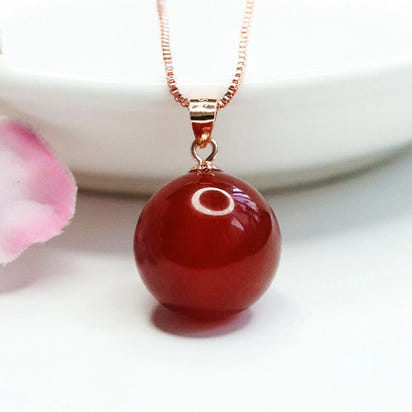 Red Agate Round Bead Pendant