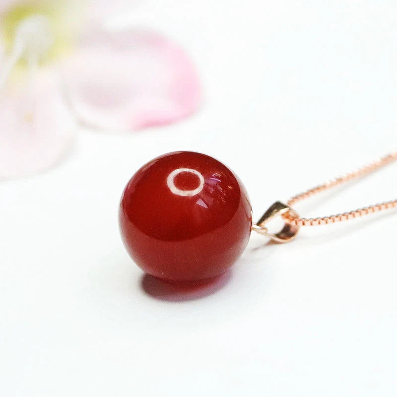 Red Agate Round Bead Pendant