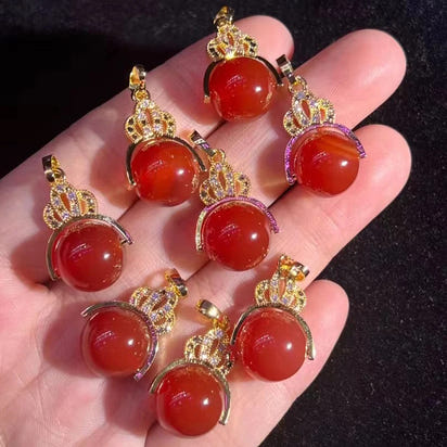 Red Agate Round Bead Pendant