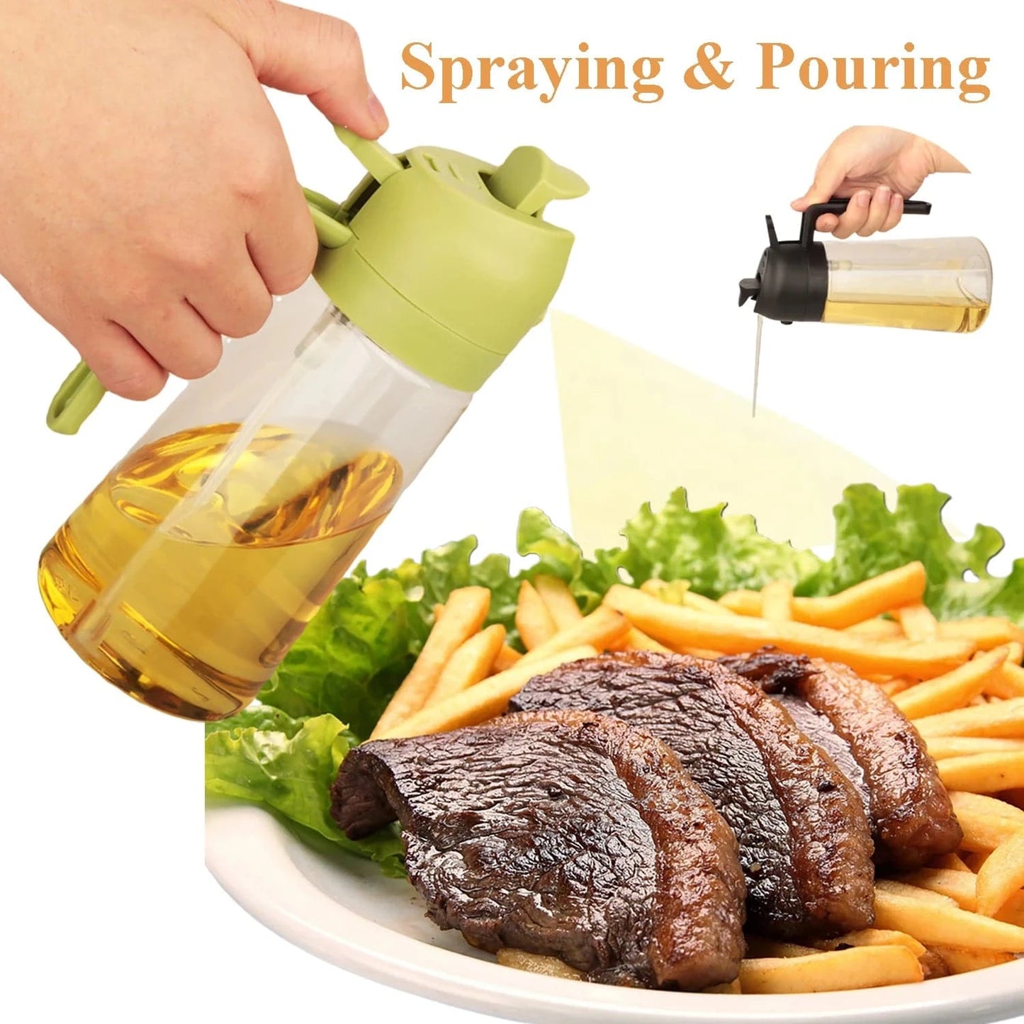 2 in 1 Olive Oil Dispenser and Oil Sprayer