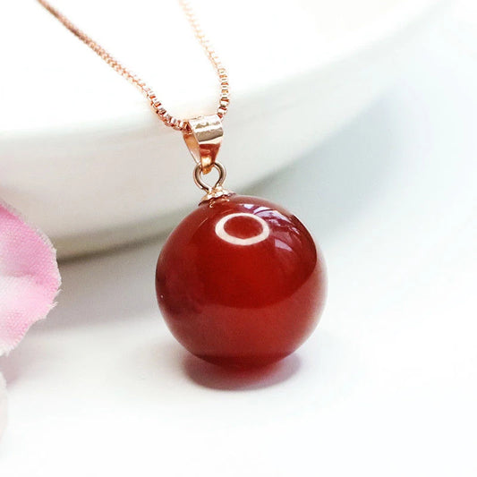 Red Agate Round Bead Pendant