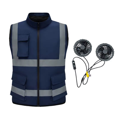Cooling Vest with Fan Air Conditioned Clothing Sleeveless Cooling Jacket Outdoor Working Reflective Vest Custom Logo