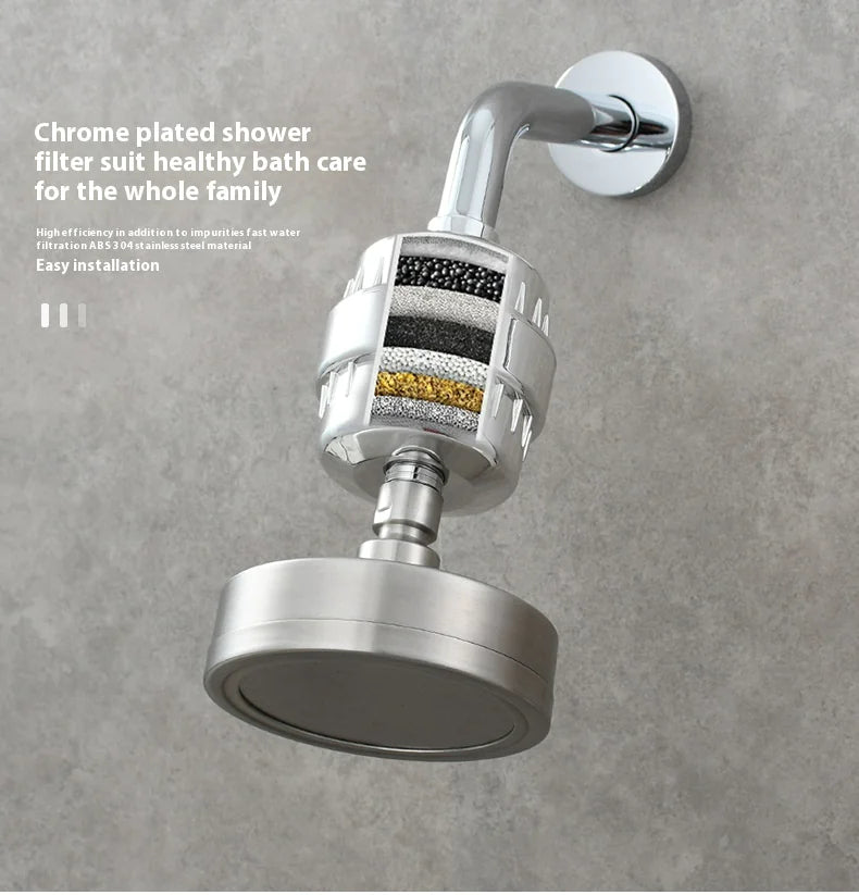 Silver bathroom shower filter mounted on wall – EasyCuizy