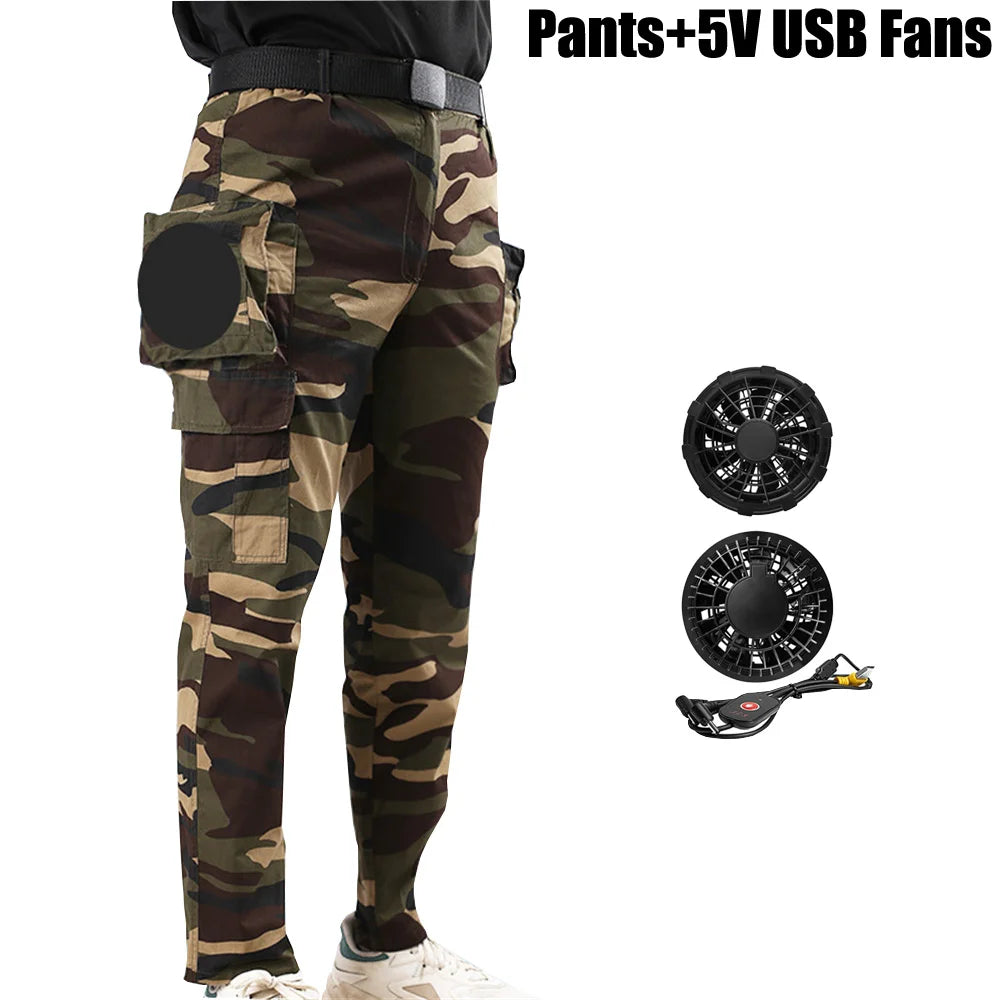 Cooling Fan Clothes for Summer - Portable Air Conditioning Pants with USB Fan