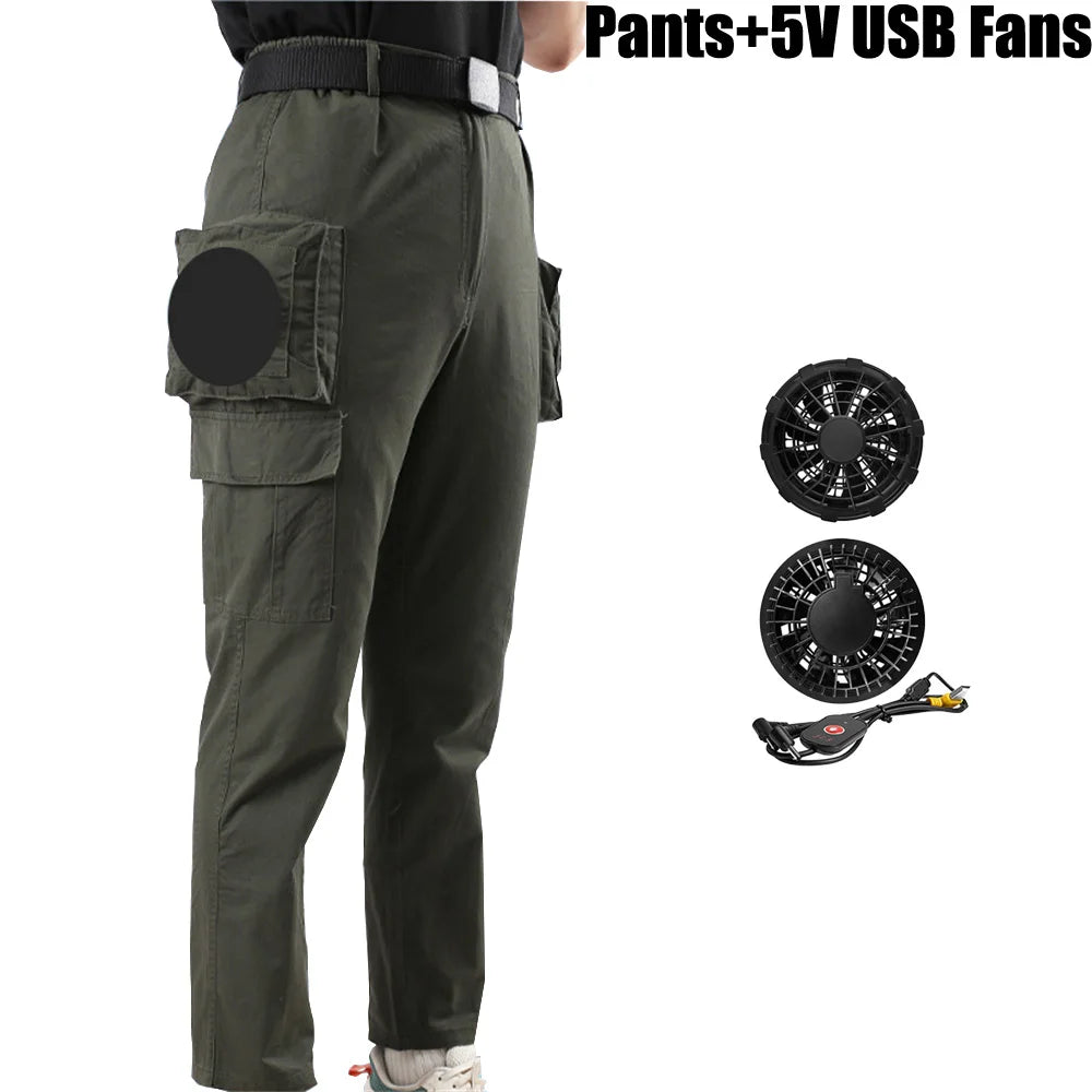Cooling Fan Clothes for Summer - Portable Air Conditioning Pants with USB Fan