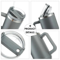 Stainless Steel Insulated Coffee Thermos with Handle and Straw